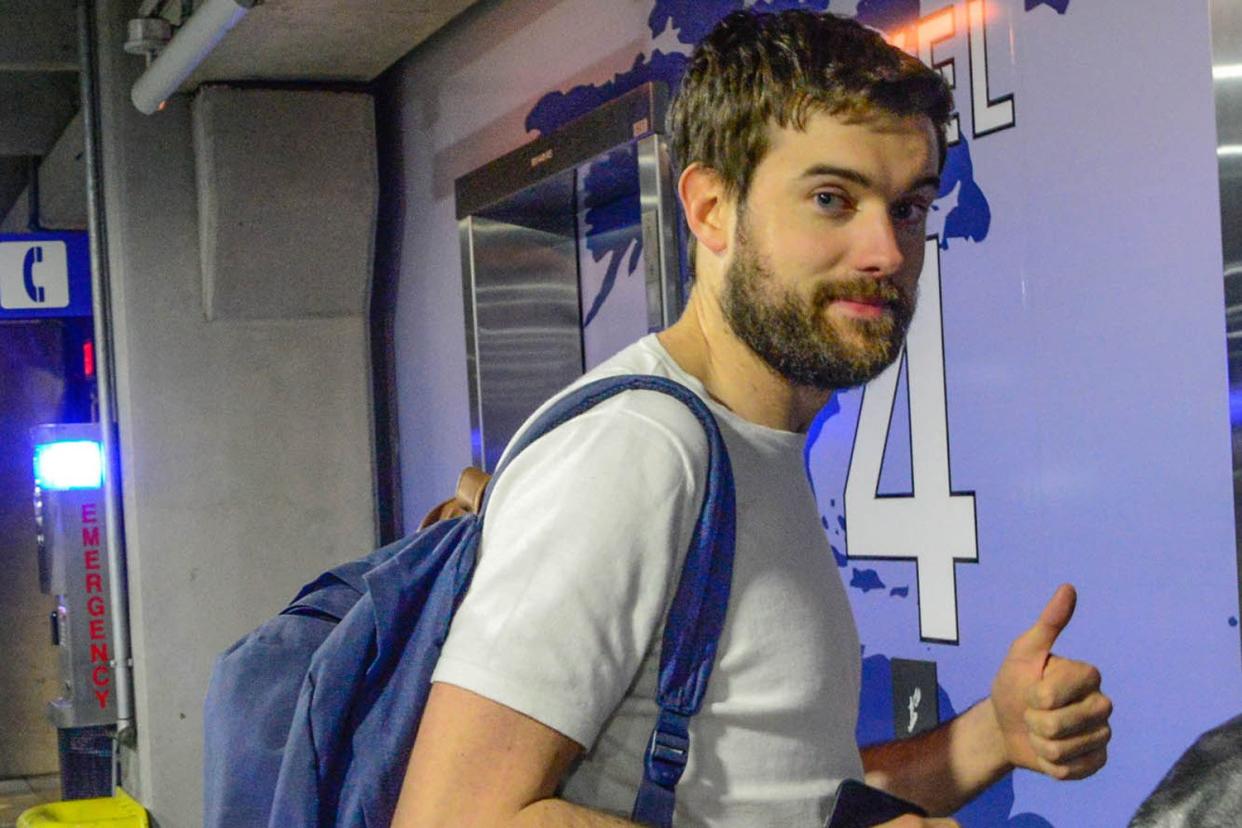 Coy: Jack Whitehall arriving in the US: Splash News