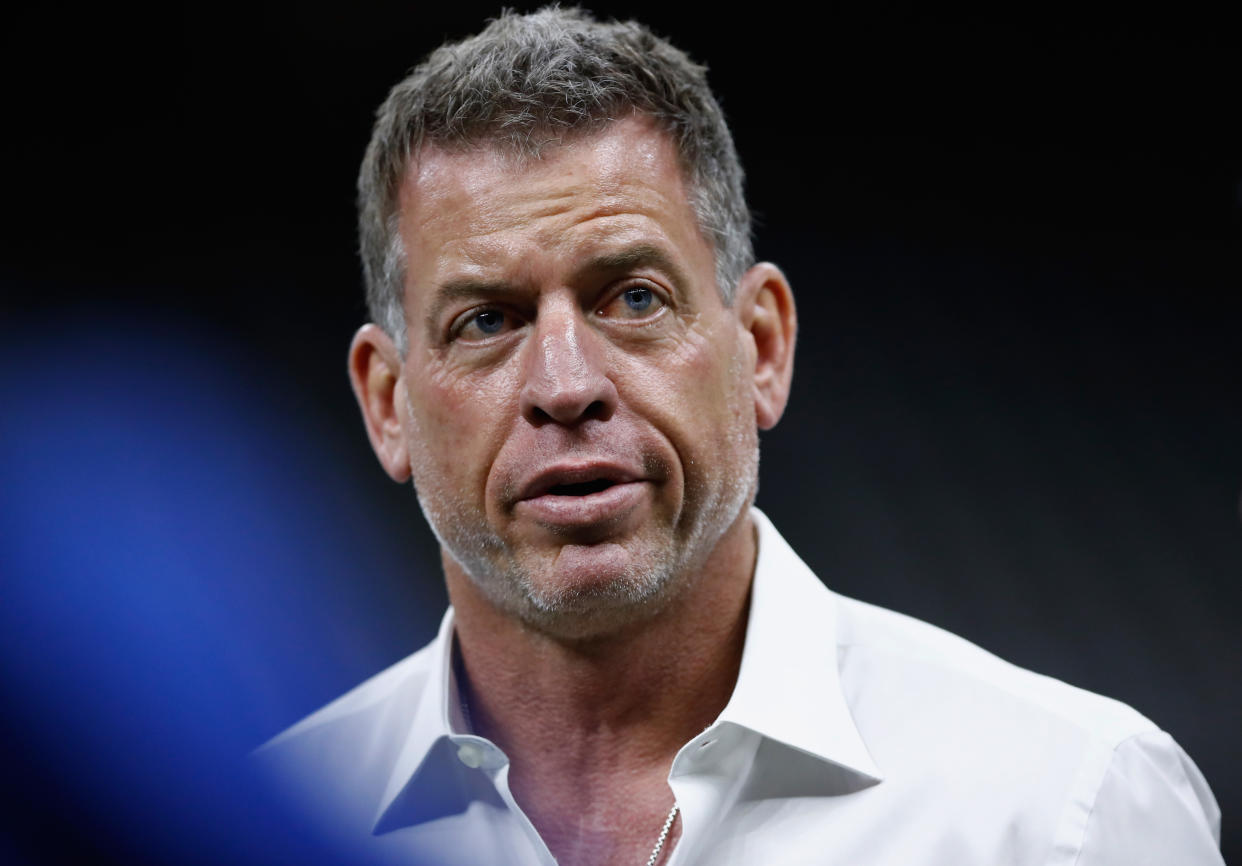 NEW ORLEANS, LA - NOVEMBER 04:  Hall of Fame quarterback and Fox Sports analyst Troy Aikman attends the game between the Los Angeles Rams and the New Orleans Saints at Mercedes-Benz Superdome on November 4, 2018 in New Orleans, Louisiana.  (Photo by Wesley Hitt/Getty Images)