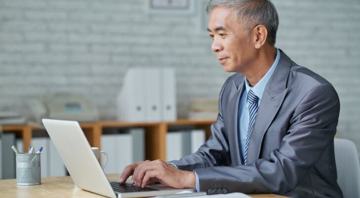 Senior man working at his post-retirement job