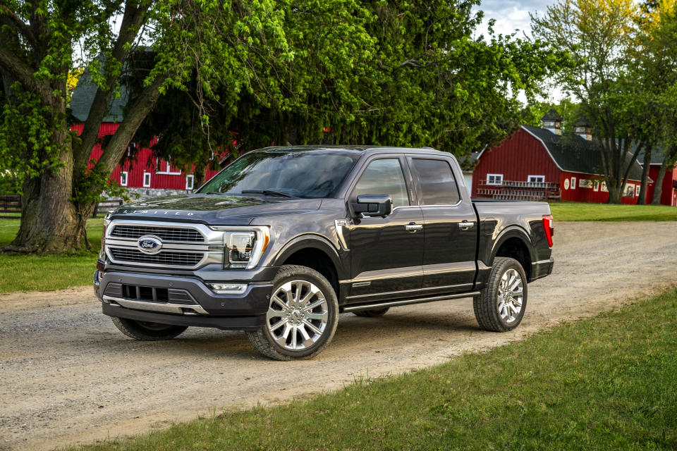 All-new F-150 Limited in Smoked Quartz Tinted Clearcoat. New exterior design has a bolder and even tougher look, while an all-new interior provides more comfort, technology and functionality for truck customers, along with enhanced materials, new color choices and more storage.