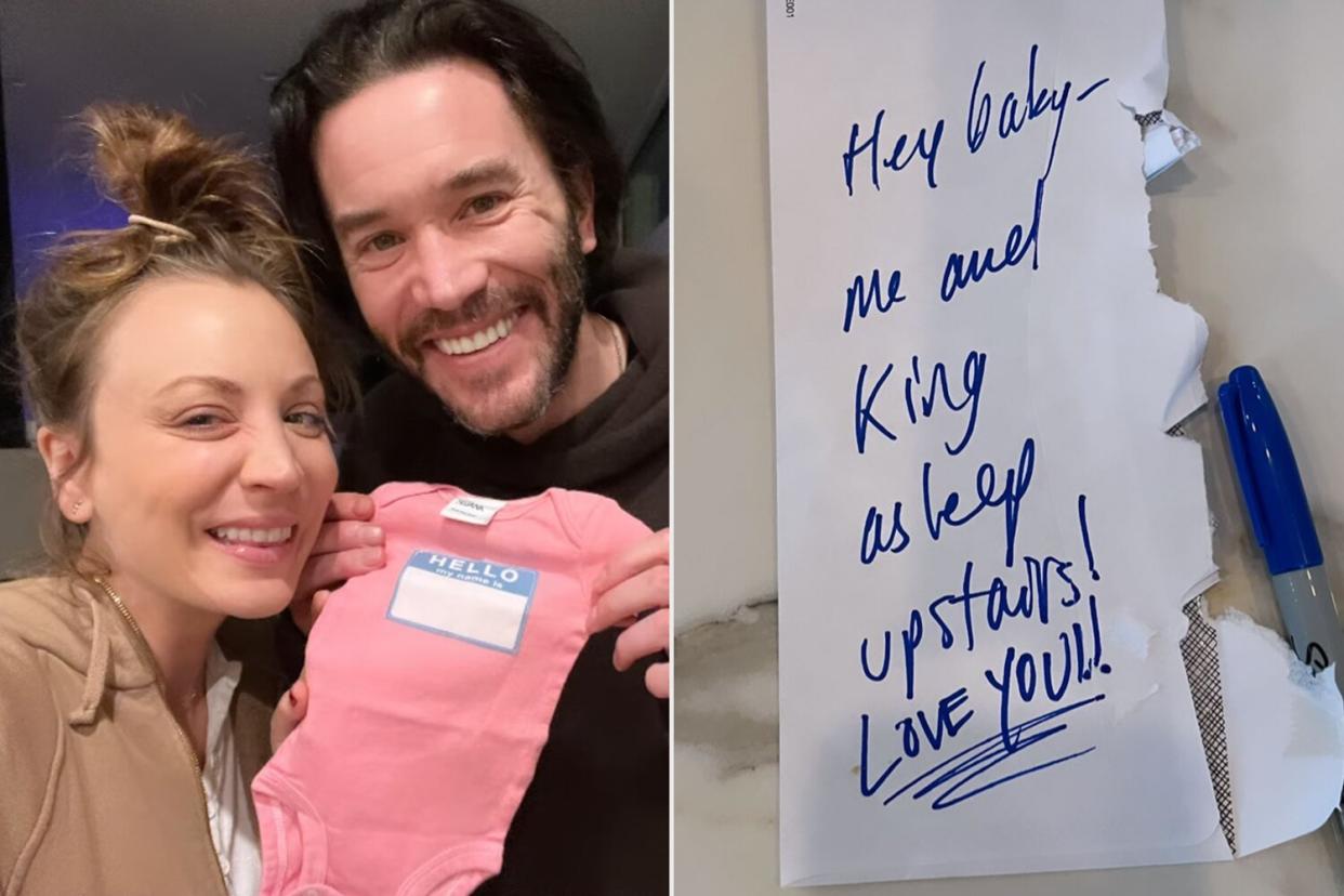 Pregnant Kaley Cuoco Shares Sweet Note Showing How 'Best Baby Daddy Ever' Tom Pelphrey Takes Care of Her