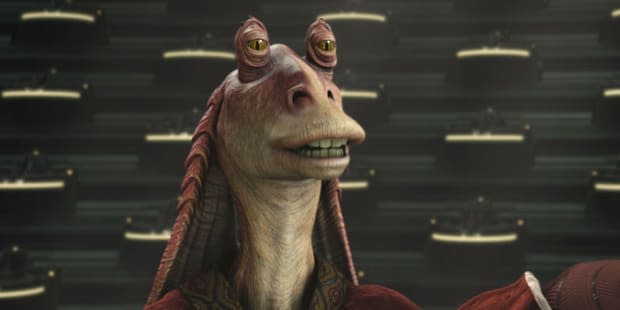 Jar Jar Binks, played by Ahmed Best in the "Star Wars" prequel trilogy<p>Lucasfilm/Disney</p>