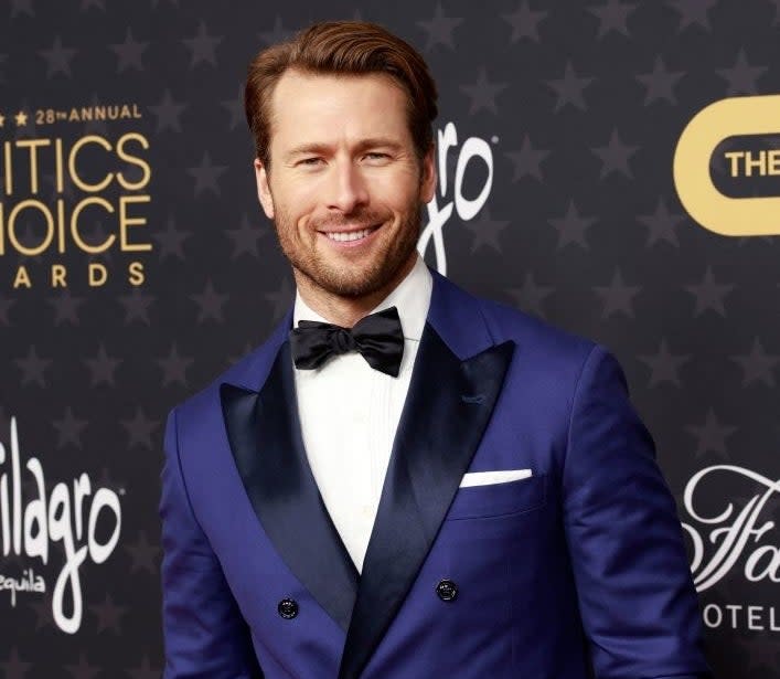 Closeup of Glen Powell