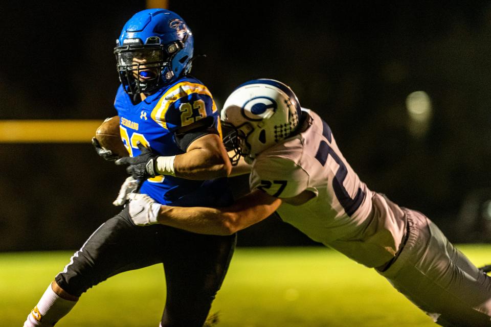 Serrano's Rigo Cabral breaks free for a touchdown against Central Valley Christian during  the CIF State Division 4-AA South Regional Final on Dec. 3, 2021. Serrano lost the game 21-9.