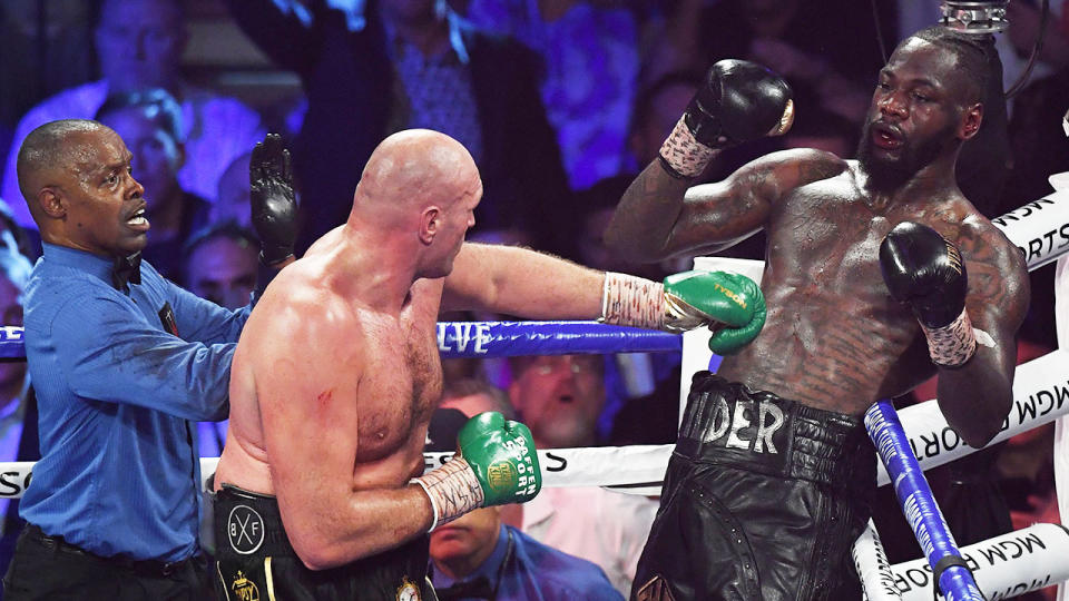 Deontay Wilder's team threw in the towel after sustained punishment from Tyson Fury. Pic: Getty
