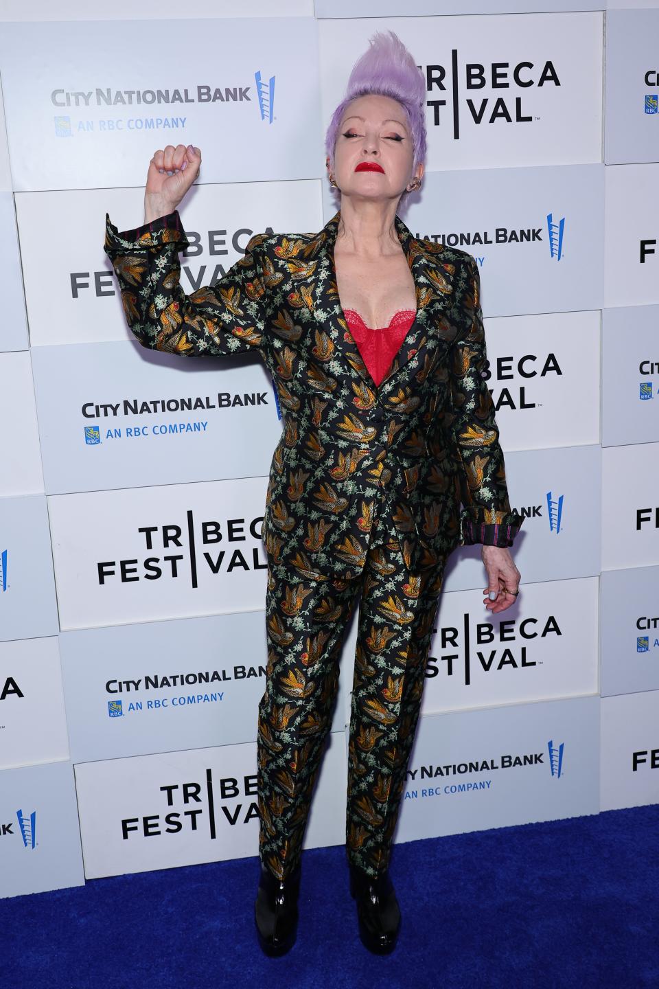 Cyndi Lauper on the red carpet at the Tribeca Festival premiere of "Let the Canary Sing" Wednesday.