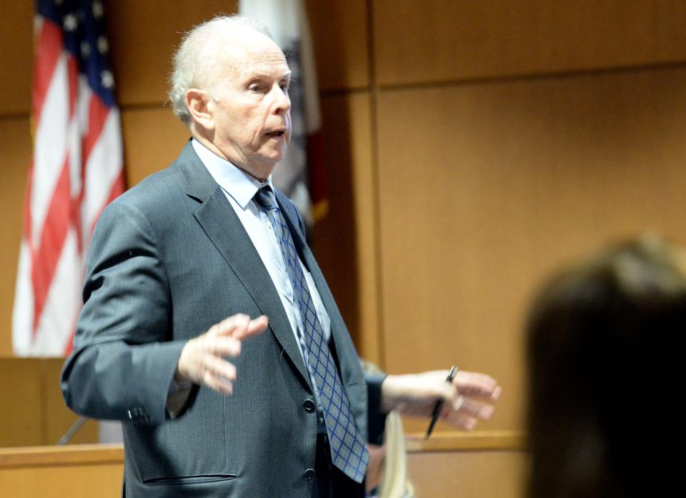 Robert Schwartz, an attorney for Bryn Spejcher, addresses the jury on the first day of her manslaughter trial on Nov. 9.