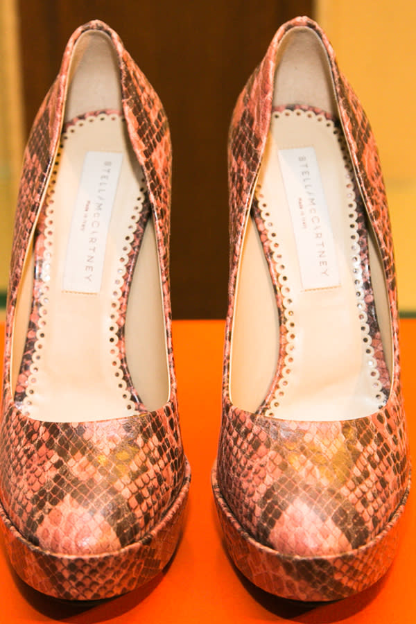 We fell hard for these snakeskin court shoes on display in Stella McCartney's Autumn 13 preview ©Rex