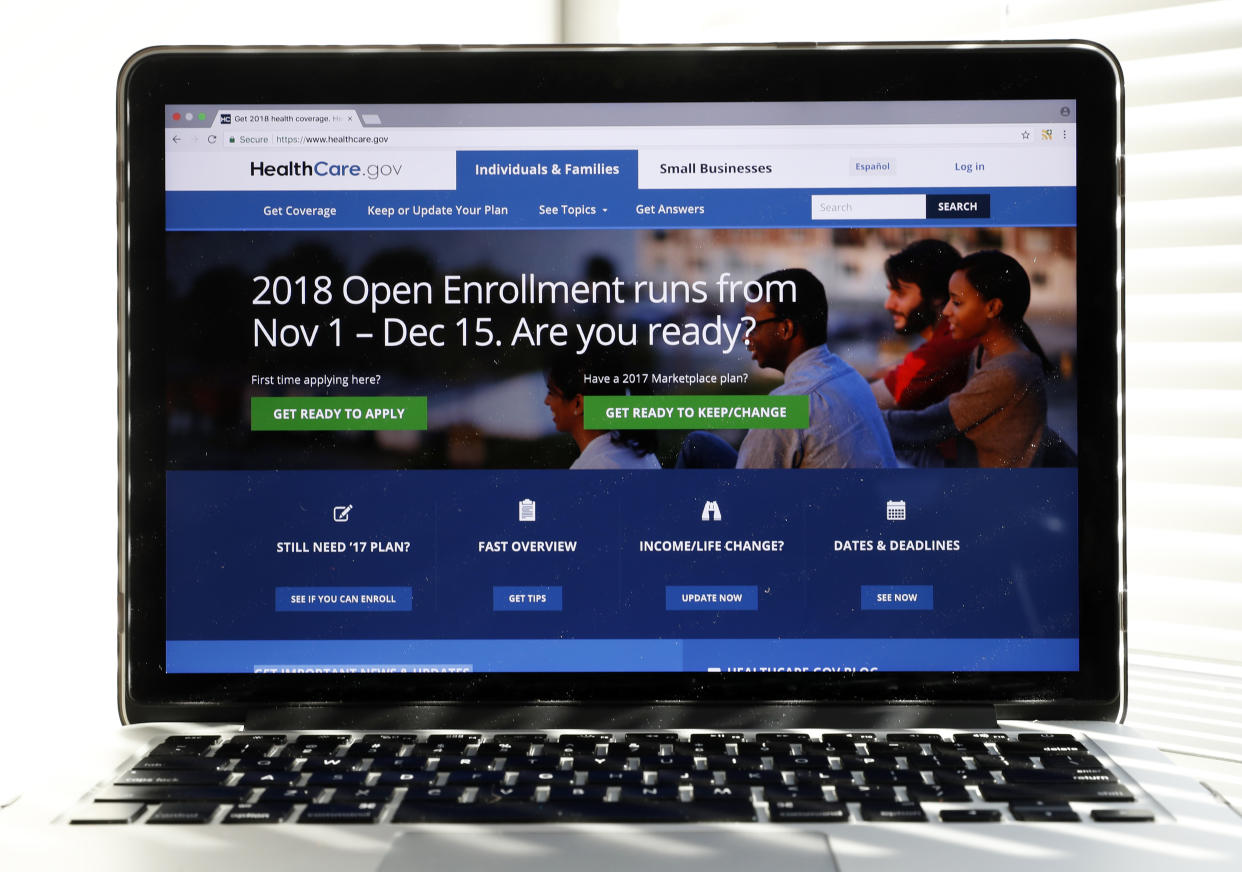 The Healthcare.gov website is seen on a computer screen Wednesday. (Photo: Alex Brandon/AP)