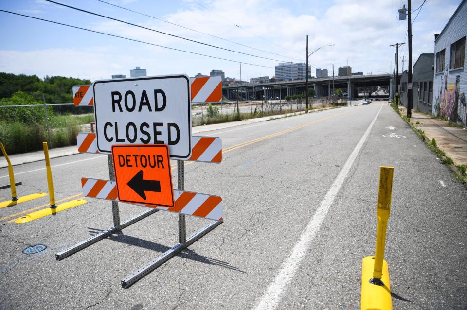 Roads have been closed around the site of the forthcoming multiuse stadium in the Old City as water and sewer lines are relocated. The stadium is expected to cost close to $80 million, with an anticipated $142 million in private money allocated to build 630,000 square feet of restaurants, retail shops and residences around the stadium.