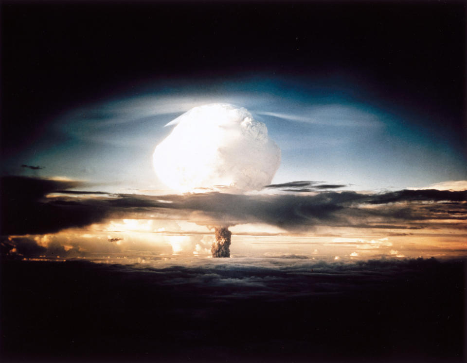Mushroom cloud from the first test of a hydrogen bomb, 1952. (Science & Society Picture Library / SSPL via Getty Images)
