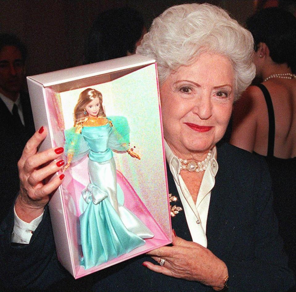 Ruth Handler holding a Barbie doll in 1999. The Mattel businesswoman died in 2002 at age 85.