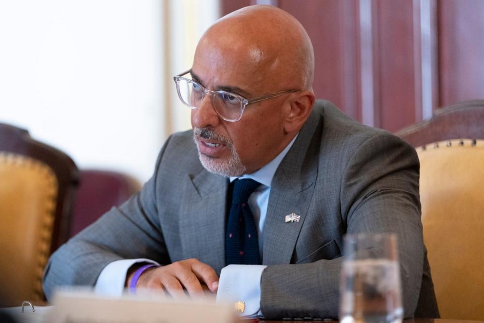 The United Kingdom’s chancellor of the exchequer Nadhim Zahawi speaks to Treasury Secretary Janet Yellen (Jacquelyn Martin/AP/PA) (AP)