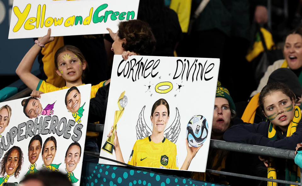 Matildas fans, pictured here during the World Cup semi-final against England.