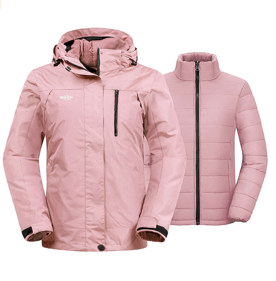 Wantdo Women's 3-in-1 Jacket-Puffer-Liner in light pink (Photo via Amazon)