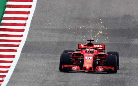 Sebastian Vettel of Germany driving the (5) Scuderia Ferrari SF71H on track during final practice for the United States Formula One Grand Prix at Circuit of The Americas on October 20, 2018 in Austin, United States.