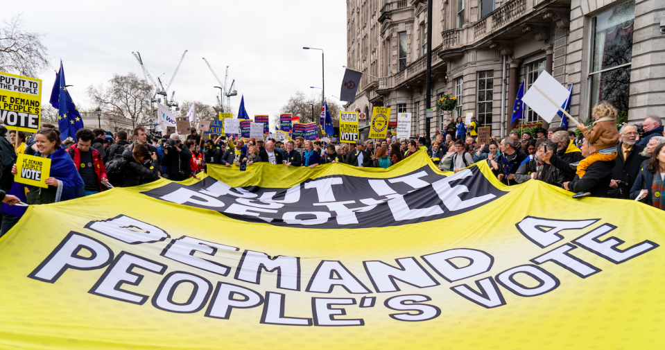 <em>Hundreds of thousands took to the streets of London on Saturday demanding a halt to Brexit (Getty)</em>