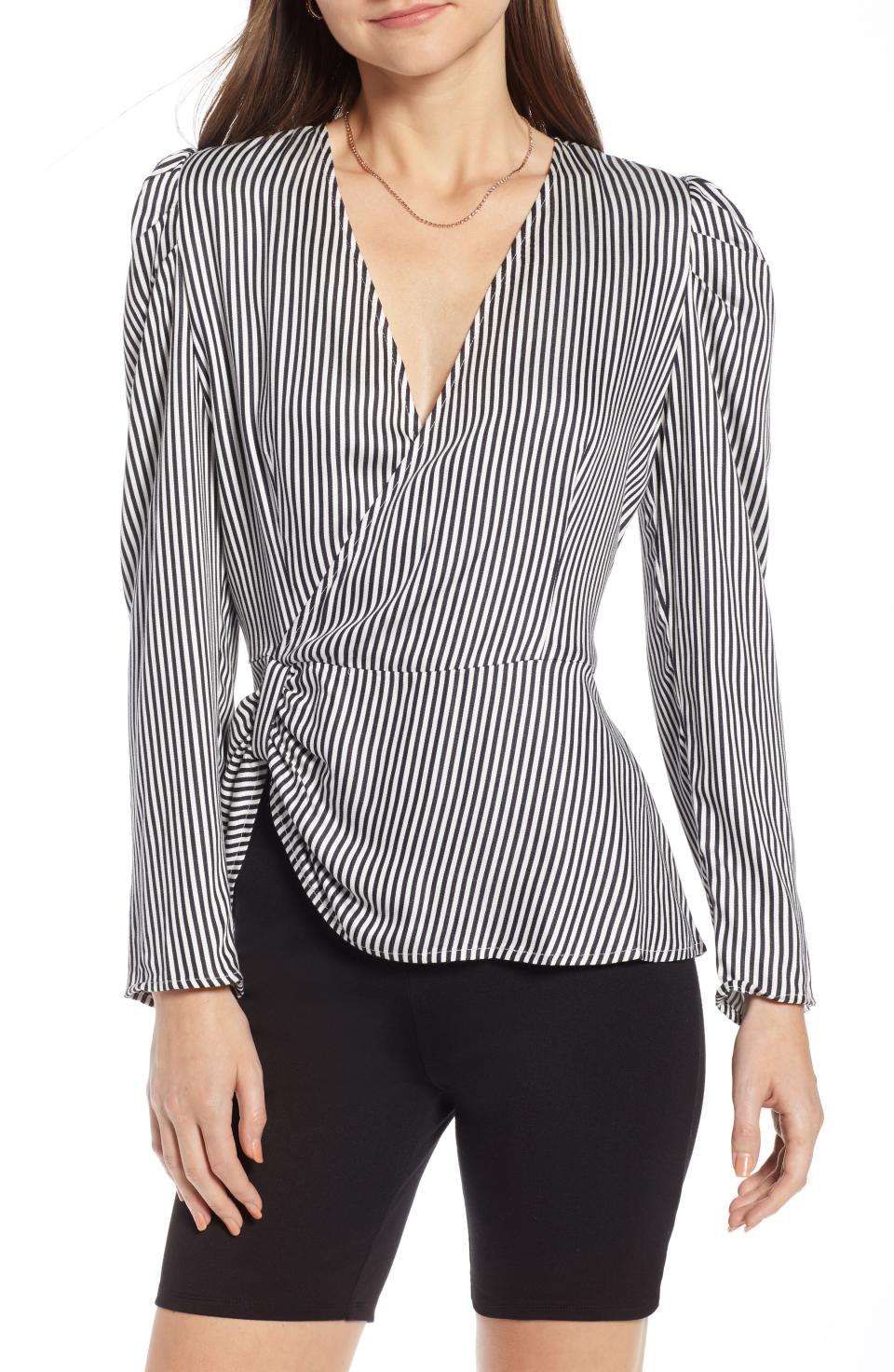 <p><strong>SOMETHING NAVY</strong></p><p>nordstrom.com</p><p><strong>$85.00</strong></p><p><a rel="nofollow noopener" href="https://shop.nordstrom.com/s/something-navy-gathered-peplum-top-nordstrom-exclusive/5062816" target="_blank" data-ylk="slk:Shop Now;elm:context_link;itc:0;sec:content-canvas" class="link ">Shop Now</a></p>Pretty and polished, this striped peplum-hem blouse boasts a flattering wrapped front and eye-catching side gathering. It's part of powerhouse blogger Arielle Charnas's much-anticipated collection that embodies approachable fashion with a luxe sensibility."/