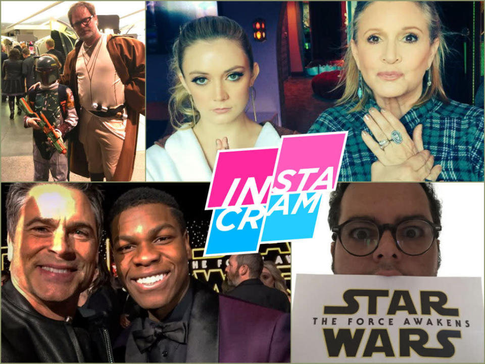 Celebrities have never been shy about their long love of the “Star Wars” and no where was that more evident than on one of the franchise’s biggest nights ever, the premiere of “Star Wars: The Force Awakens.” They came out in droves. And, of course, they shared their experience on social media.