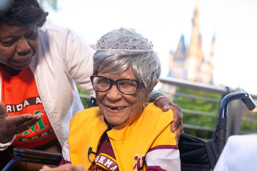 Magnolia Jackson, the oldest living graduate of Bethune-Cookman University in nearby Daytona Beach, came to Walt Disney World Resort in Lake Buena Vista Fla., on Wednesday to celebrate her 106th birthday. Born on March 14, 1918, Jackson experienced the magic of Walt Disney World for the first time along with family and friends. The festivities included dozens of Disney cast members, executives, colorful balloons and a huge birthday cake. Afterwards, she toured the Disney theme parks, including embracing her life-long love of gardening by attending the EPCOT International Flower & Garden Festival. (Bennett Stoops, Photographer)