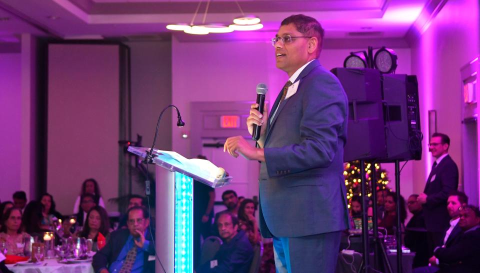 Dr. Amit Sharma, Burrell College of Osteopathic Medicine assistant dean of clinical education, speaks in November during a Brevard Indo-American Medical and Dental Association event at Crowne Plaza Melbourne-Oceanfront.
