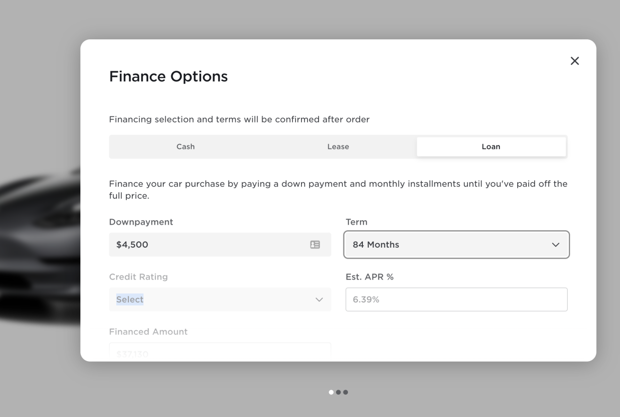 Tesla's financing page for the Model 3 as of July 24, 2023.