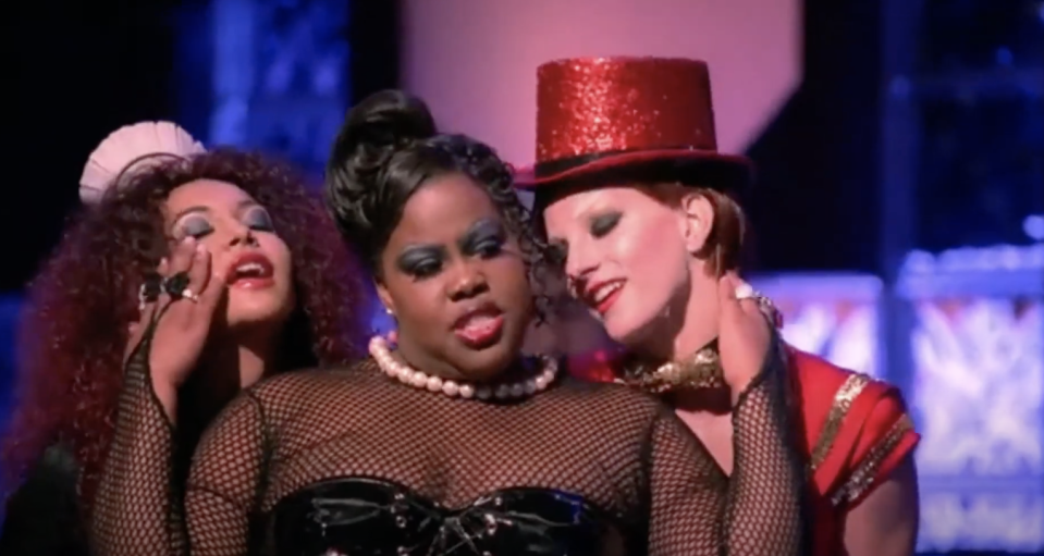 Mercedes, Brittany, and Santana in the "Rocky Horror" episode of "Glee"
