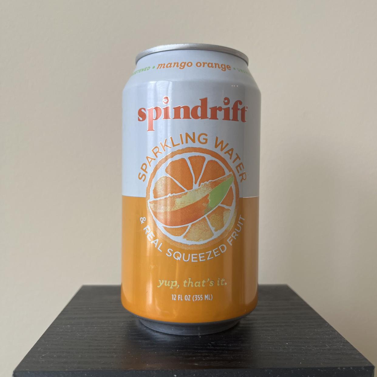 a can of spindrift mango orange
