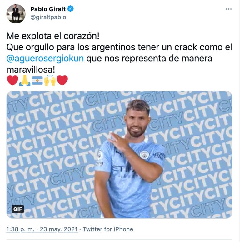 Pablo Giralt, emocionado con la despedida del Kun