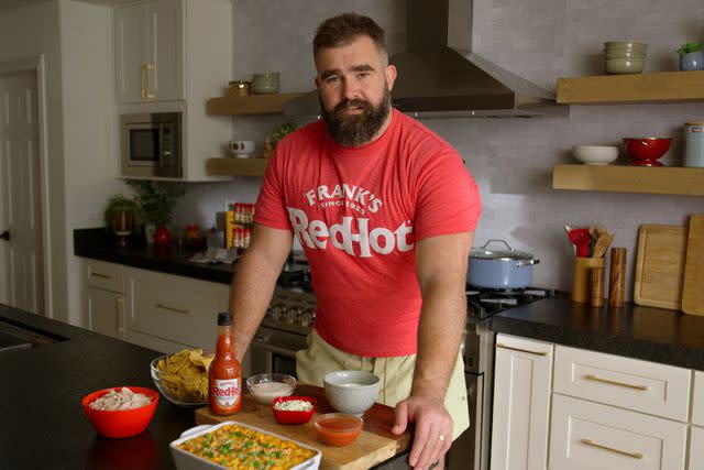 <p>Frank's RedHot</p> Jason Kelce in Frank's RedHot ad