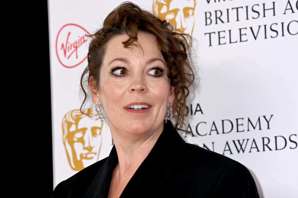 LONDON, ENGLAND - MAY 08: Olivia Colman during the Virgin Media British Academy Television Awards at The Royal Festival Hall on May 08, 2022 in London, England. (Photo by Dave J Hogan/Getty Images)