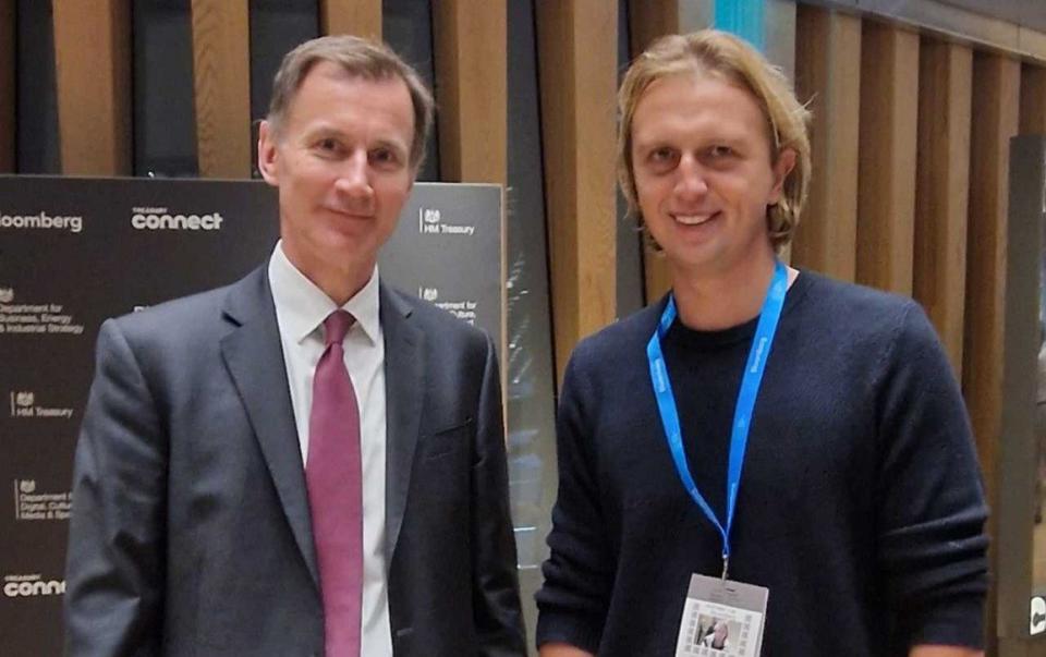 Revolut chief executive Nik Storonsky with Chancellor Jeremy Hunt after today's event - Revolut