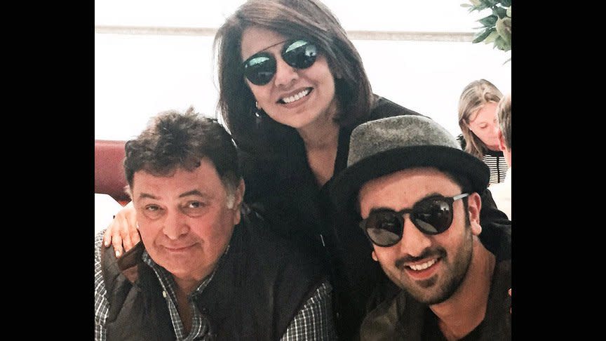 Proud parents Neetu and Rishi Kapoor with son Ranbir Kapoor.