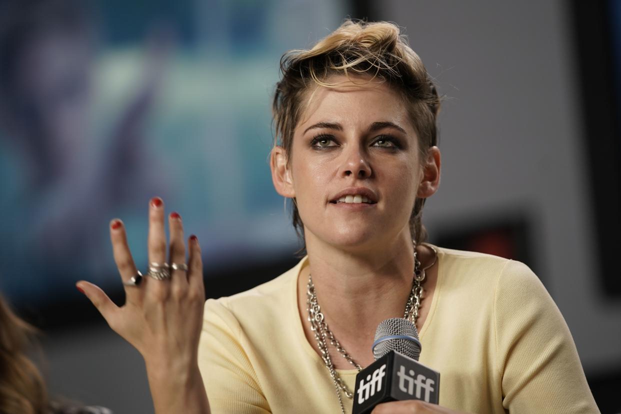 Actress Kristen Stewart speaks during a press conference for 'Seberg' at the Toronto International Film Festival in Toronto, Ontario on September 8, 2019. (Photo by Geoff Robins / AFP)        (Photo credit should read GEOFF ROBINS/AFP/Getty Images)