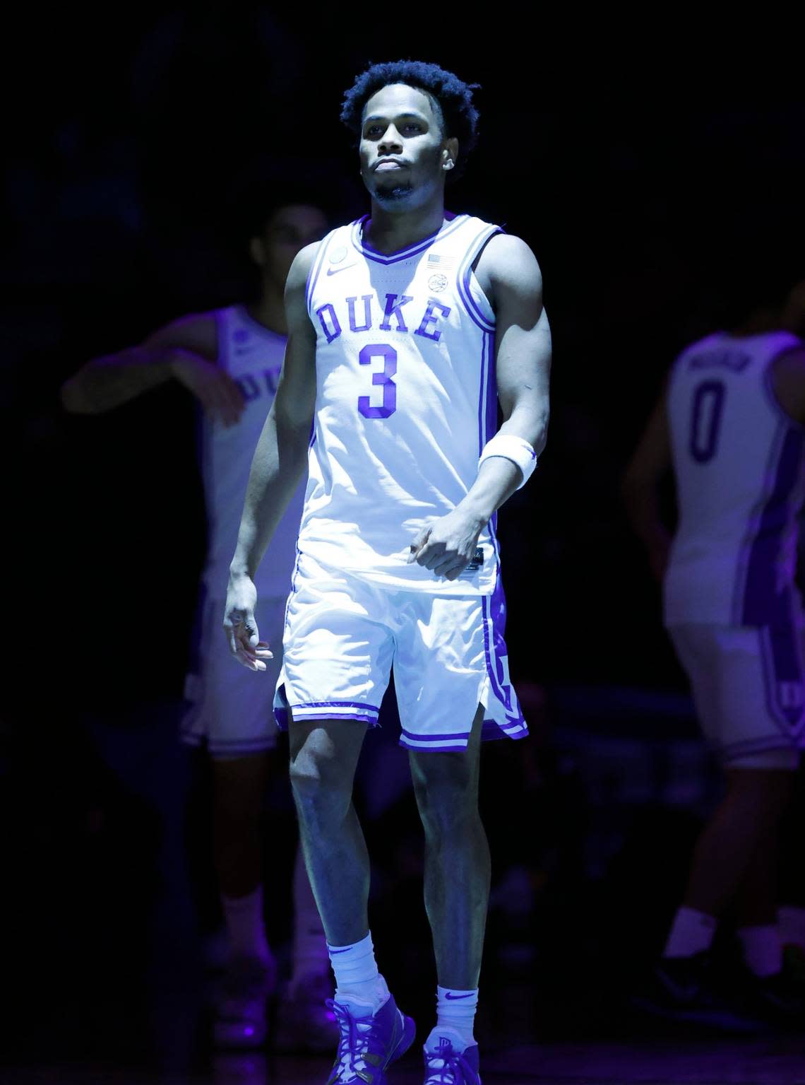 Duke’s Jeremy Roach (3) walks onto the court during team introductions before Duke’s game against Vermont in the first round of the NCAA Tournament at the Barclays Center in Brooklyn, N.Y., Friday, March 22, 2024. Ethan Hyman/ehyman@newsobserver.com