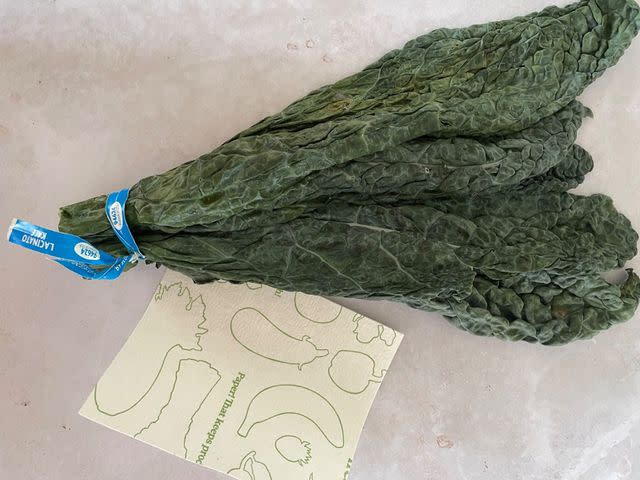 <p>Sara Haas</p> Kale after three weeks in the fridge with FreshPaper.