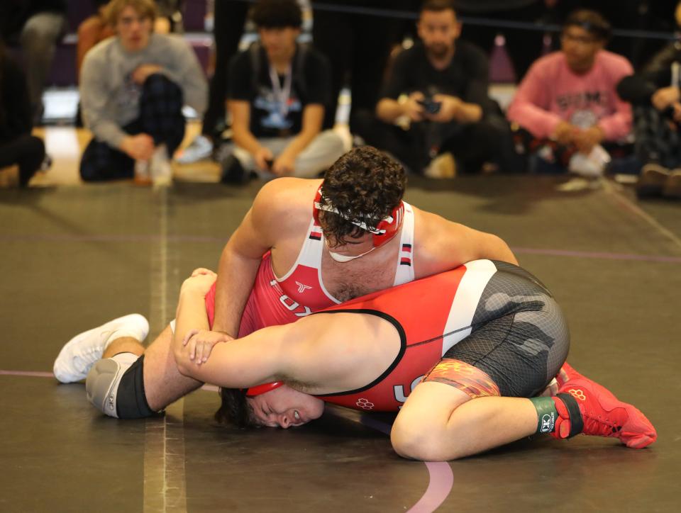 Fox Lane's Alex Berisha (top) advanced to the Eastern States Classic quarterfinals and Day 2 for the second year in a row.