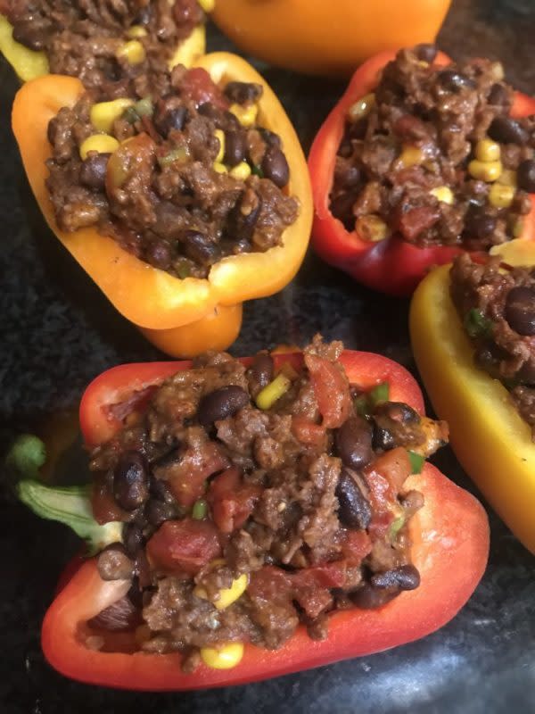 <p>These Beyond Meat stuffed peppers are so delicious you won't miss the meat at all!</p><p><strong>Get the recipe: <a href="http://theveganpact.com/2019/11/beyond-meat-stuffed-pepper/" rel="nofollow noopener" target="_blank" data-ylk="slk:Beyond Meat Stuffed Peppers;elm:context_link;itc:0;sec:content-canvas" class="link "><em>Beyond Meat Stuffed Peppers</em></a></strong></p>