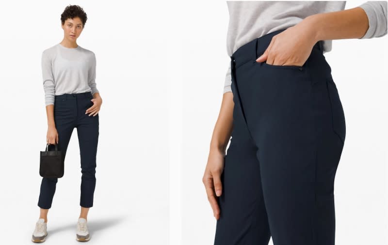 The City Sleek 5 Pocket 7/8 Pant is made of performance fabric to keep you feeling good. (Photo via Lululemon)