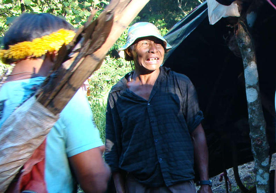 FILE - In this Nov. 16, 2011 file image released by the Federal Public Ministry of Mato Grosso do Sul State, Nisio Gomes, a chief of the Kaiowa-Guarani Indian tribe in western Brazil, is seen two days before he was executed, in Mato Grosso do Sul state, Brazil. Gomes was the chief of the Brazilian tribe struggling to protect its land from ranchers. Masked men gunned him down in November; his body, quickly dragged into a pickup, has not been seen since. (AP Photo/Federal Public Ministry of Mato Grosso do Sul State, File)