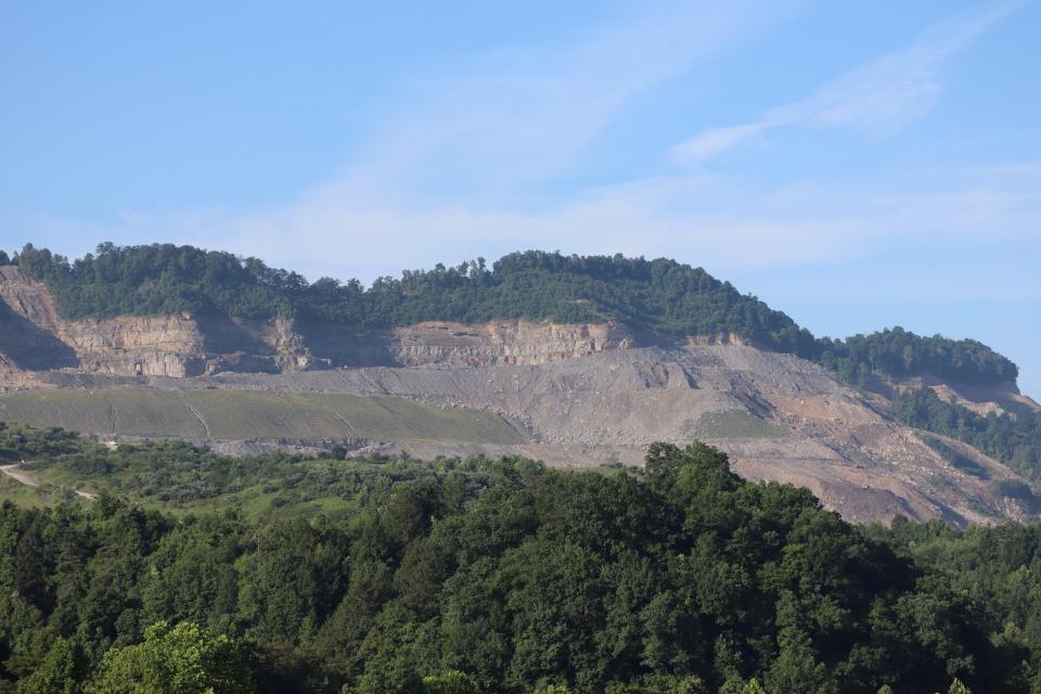 An unreclaimed coal surface mine along the Kentucky-Virginia state line.