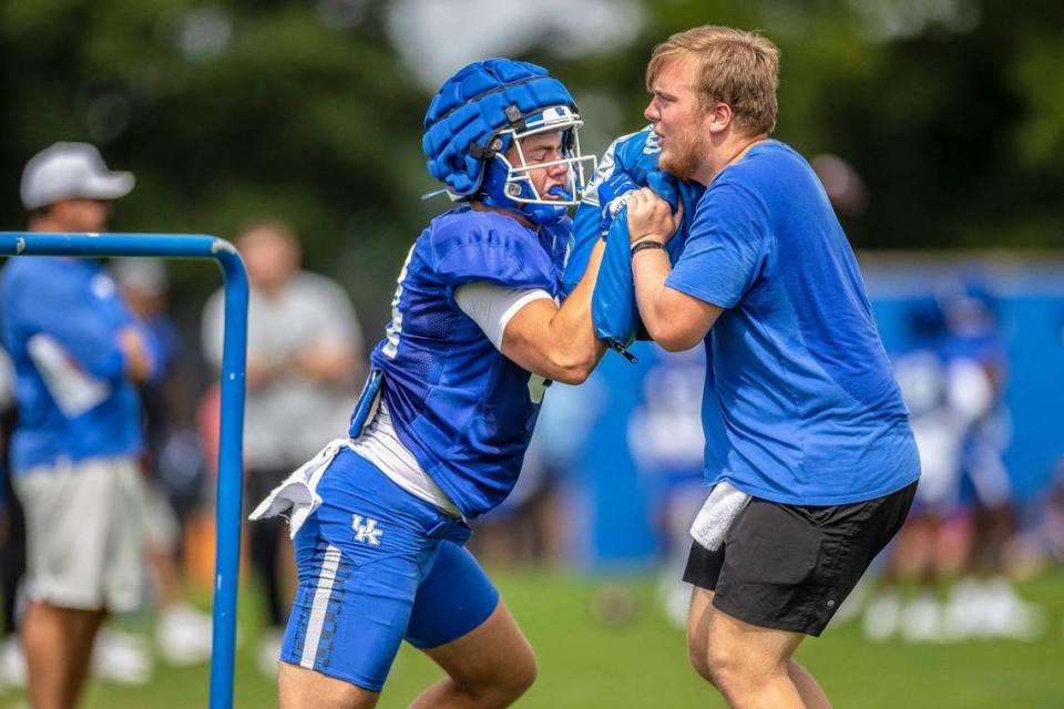 Josh Kattus was known for his blocking ability as a recruit but has made an early impact as a receiver in preseason practice.