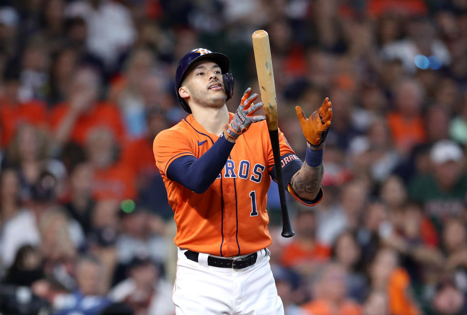 Carlos Correa is one of the top names on the free-agent market with the MLB lockout now over. (Photo by Elsa/Getty Images)