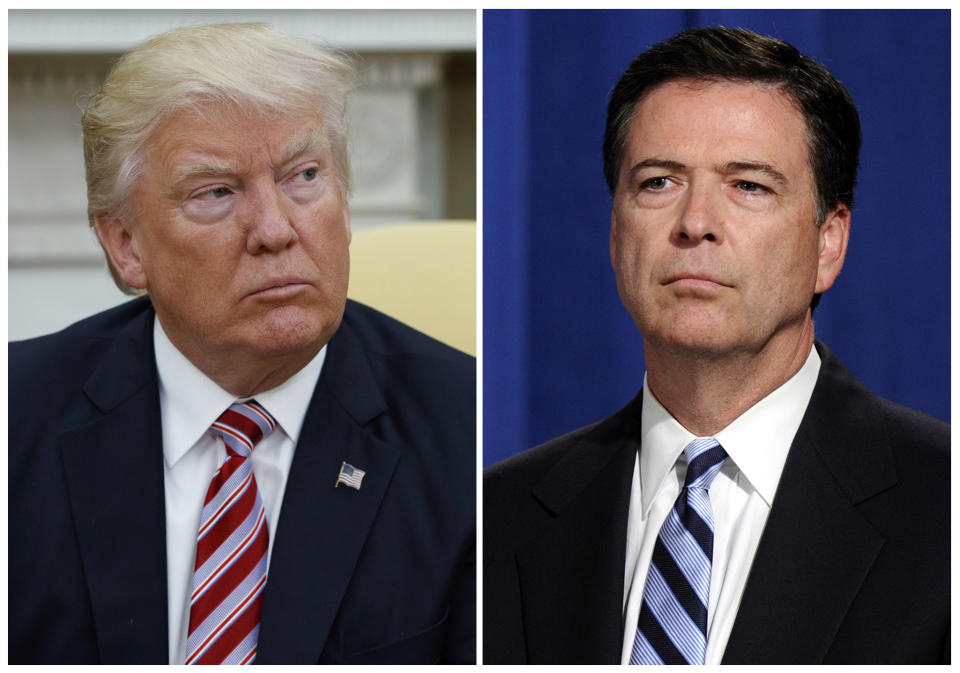 President Trump, James Comey. (Photos: left, Evan Vucci/AP, and Susan Walsh)