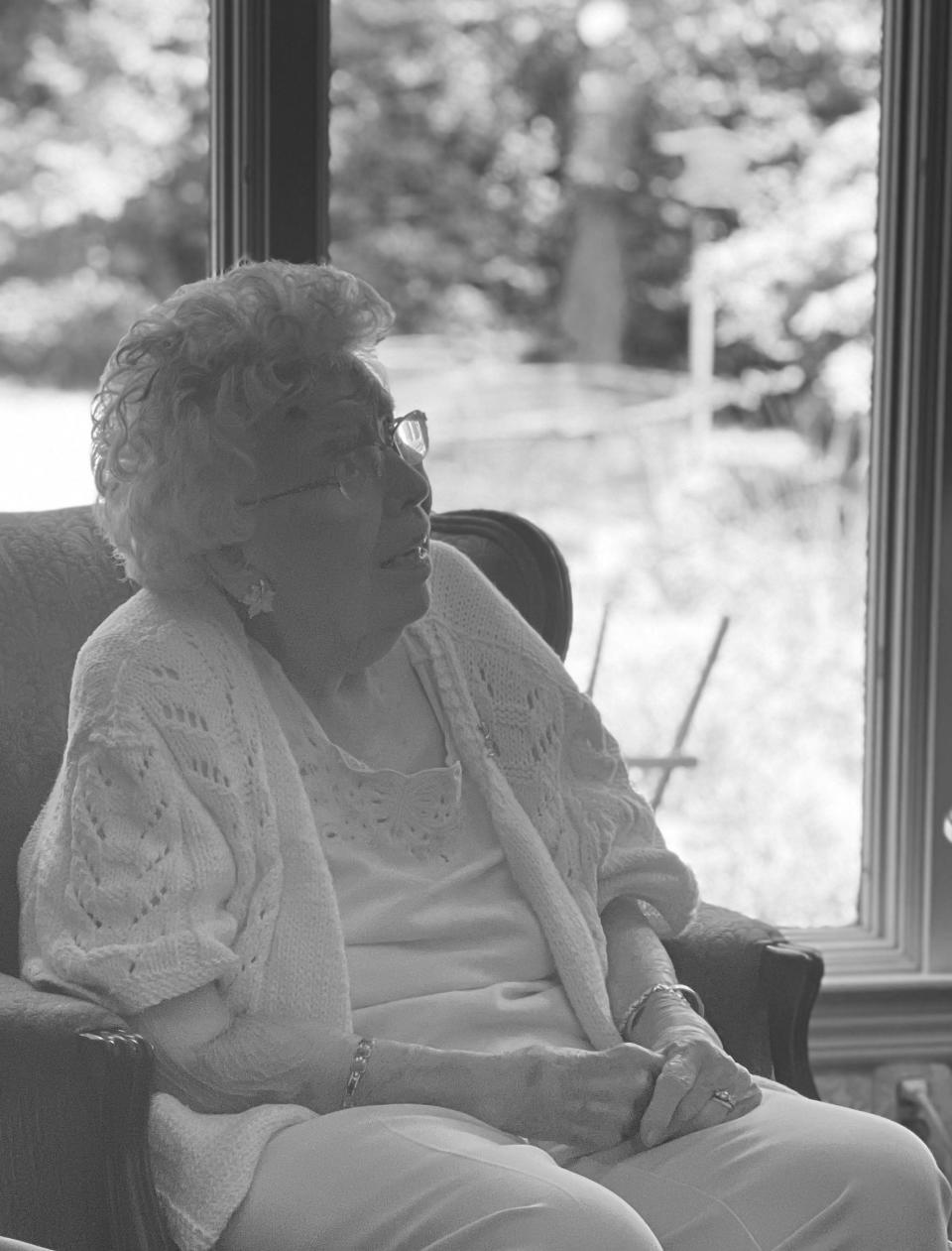 Frances Grimes, who recently turned 100, listens to a Fayetteville Symphony Orchestra quartet in her home on Skye Drive on Sunday, Aug. 21, 2023.