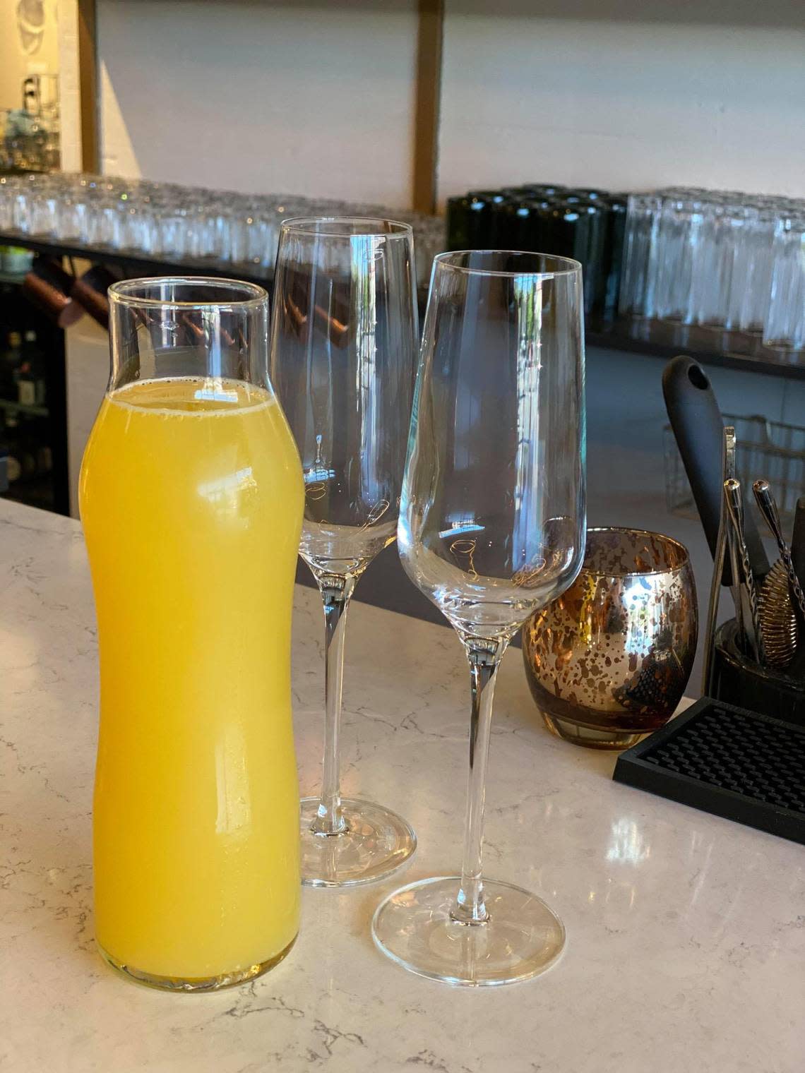 Kinjo Kitchen + Cocktails is doing brunch on Saturday and Sunday including bottomless mimosas