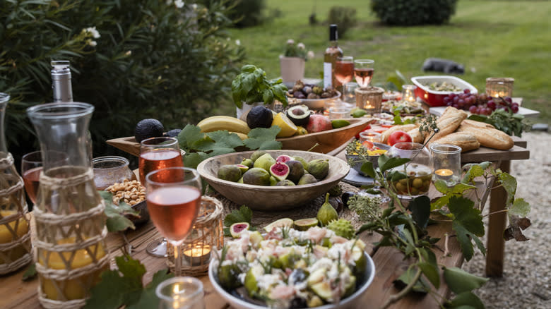 Table of food outside