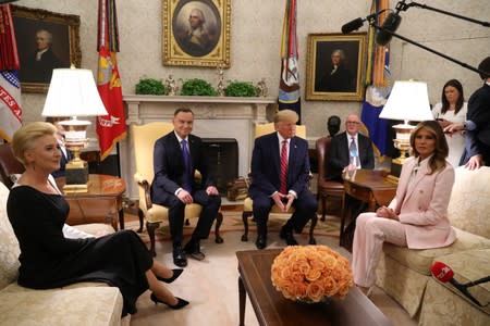 U.S. President Trump welcomes Poland's President Duda at the White House in Washington