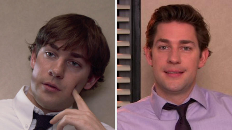 John Krasinski in the first episode of "The Office" vs. the last