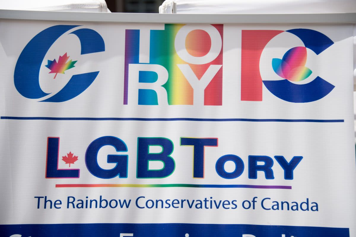 The Conservative Party host a stand in Toronto's Church Street during Pride for the first time. The party changed their approach to the gay community just this year. Photo from Getty Images